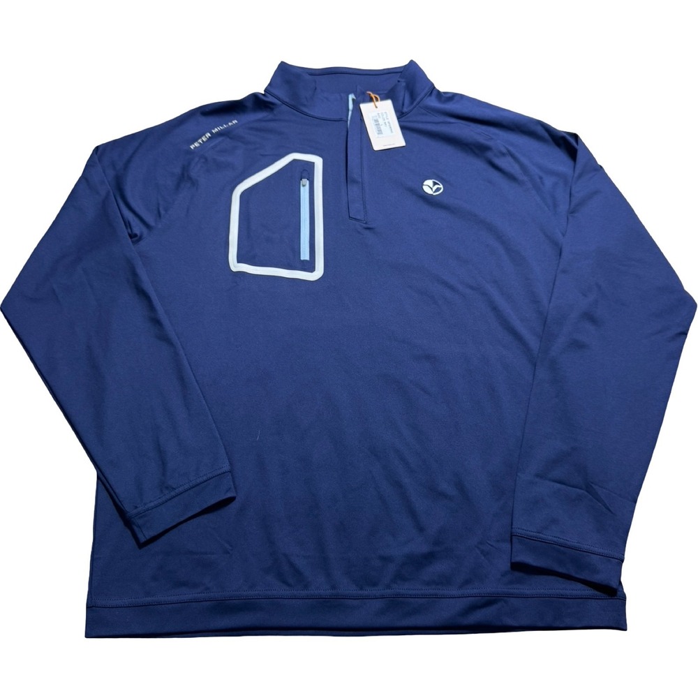 Peter Millar Crown Sport Forge 1/4 Zip Pullover Navy Men L NWT Performance